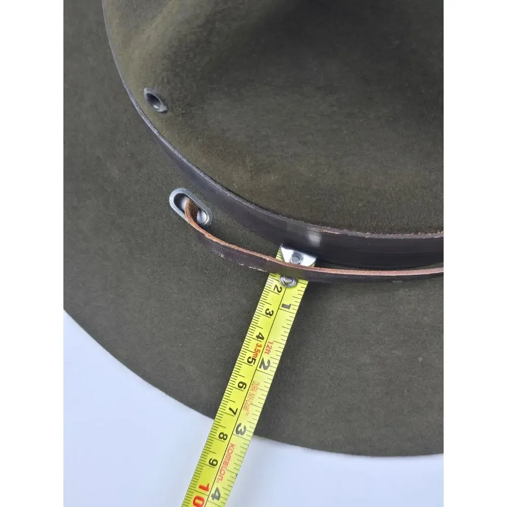 1970 Boy Scouts America BSA Campaign Hat 7 3/8 Drab Olive Champ Chin Strap